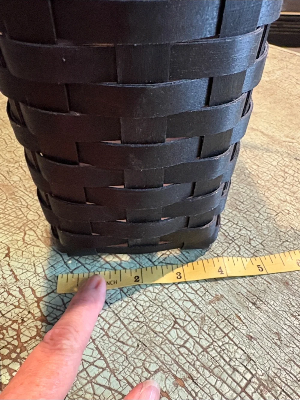 Longaberger Black Medium Wall Pocket Basket w Leather Strap & Original Protector